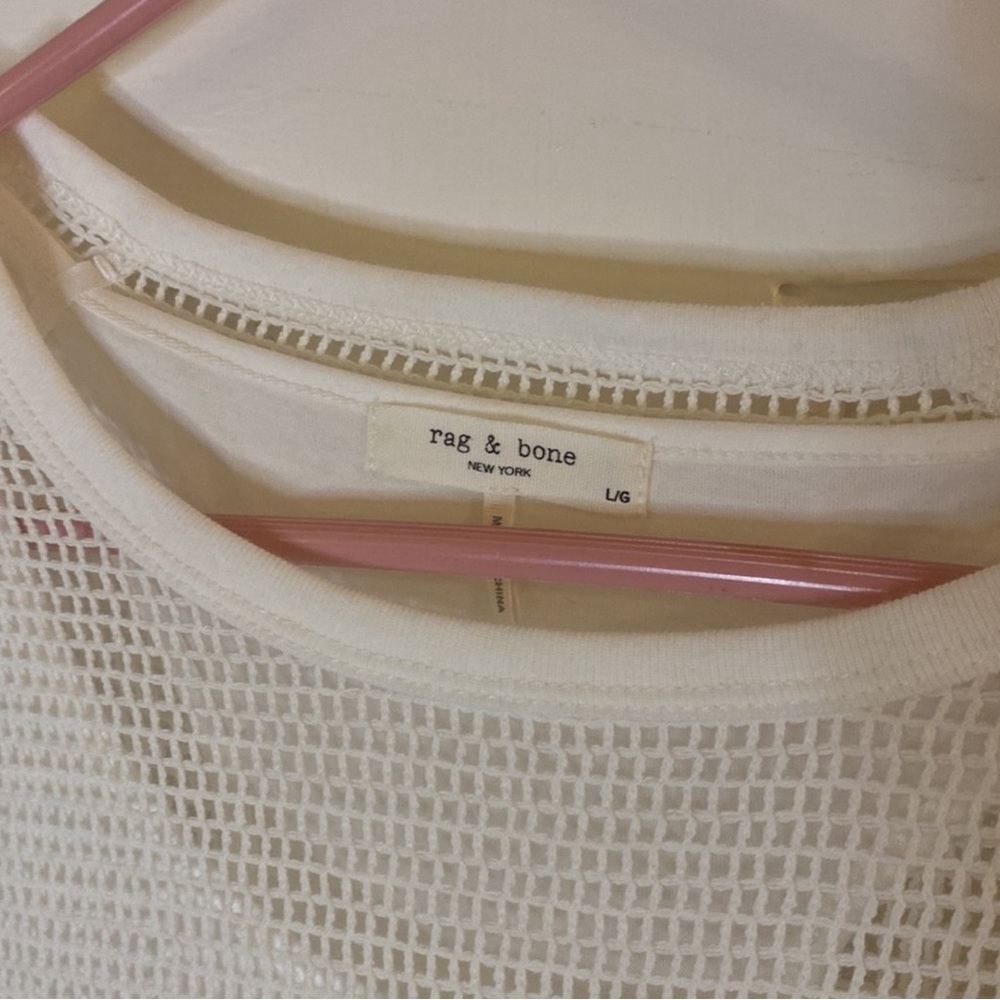 Rag & Bone Double Layer Mesh Tee White Size Large - image 5